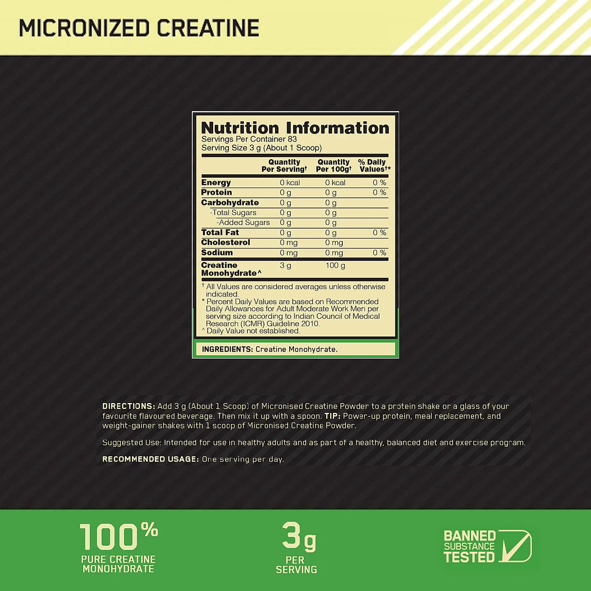 Optimum Nutrition (ON) Micronised Creatine Powder